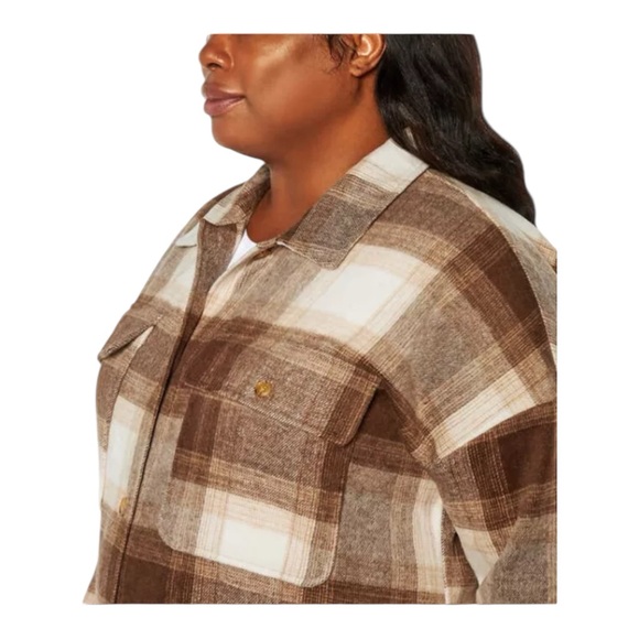 Banana Republic Ladies' Shirt Jacket - BROWN PLAID SIZE XXL - Picture 5 of 15